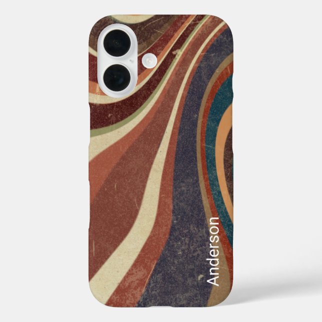 Funda iPhone 16 Monograma de línea retro elegante moderna (Reverso )