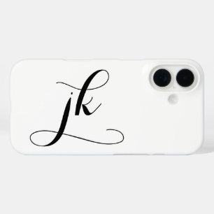 Funda iPhone 16 Monograma de nombre con letra script moderna en bl