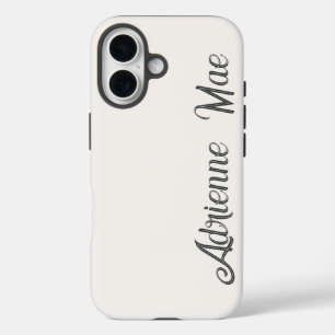 Funda iPhone 16 Monograma de nombre con letra script moderna en cr