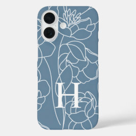 Funda iPhone 16 Monograma de nombre de flor silvestre acuarela mod