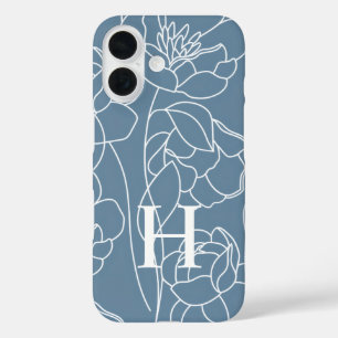 Funda iPhone 16 Monograma de nombre de flor silvestre acuarela mod