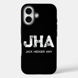 FUNDA iPhone 16 MONOGRAMA DE NOMBRE DE TRES LETRAS BLANCO MINIMALI