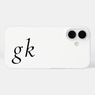 Funda iPhone 16 Monograma de nombre en negro y blanco moderno