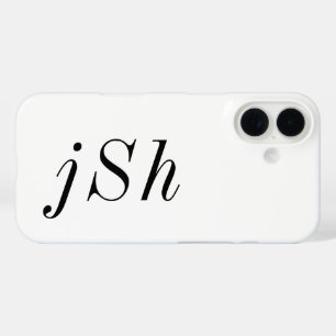 Funda iPhone 16 Monograma de nombre en negro y blanco moderno