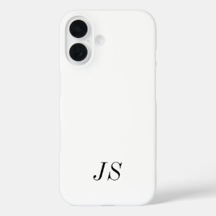 Funda iPhone 16 Monograma de nombre en negro y blanco moderno