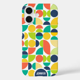 Funda iPhone 16 Monograma de nombres personalizados retro modernos