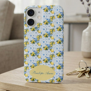 Funda iPhone 16 Monograma de patrón de limón country francés con a