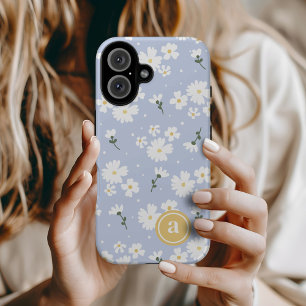 Funda iPhone 16 Monograma de Personalizado floral de margarita