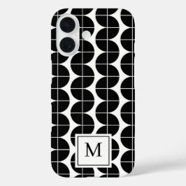 Funda iPhone 16 Monograma de resumen moderno de mediados de siglo 