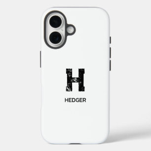FUNDA iPhone 16 MONOGRAMA DE UNA LETRA NEGRO MINIMALISTA NOMBRE BL