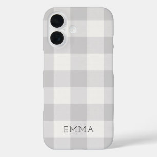 Funda iPhone 16 Monograma de verificación de búfalo gris ruso