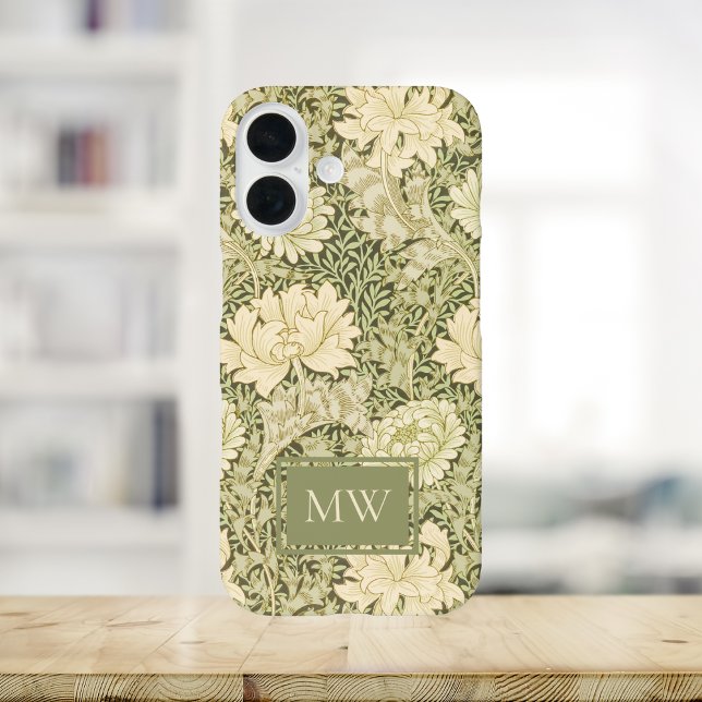 Funda iPhone 16 Monograma de William Morris Chrysanthemum Personal (Subido por el creador)