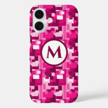 Monograma del patrón de camo digital de color rosa