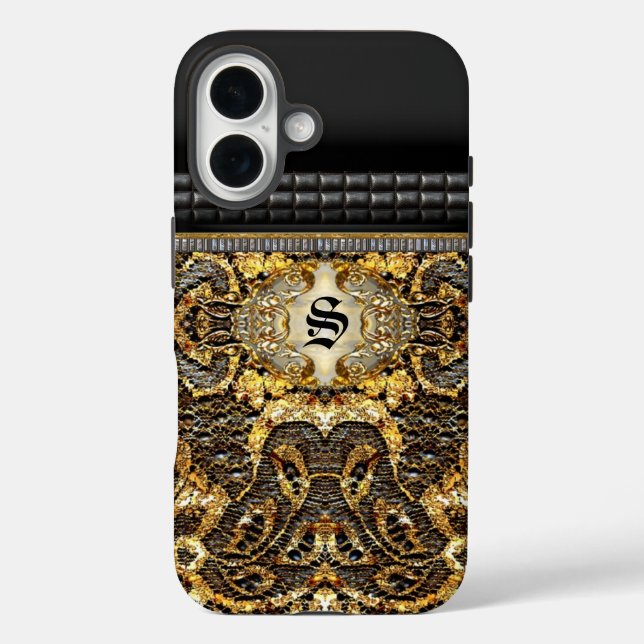 Funda iPhone 16 Monograma del patrón elegante de Jenner (Reverso )