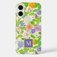 Monograma del patrón floral de flores silvestres c