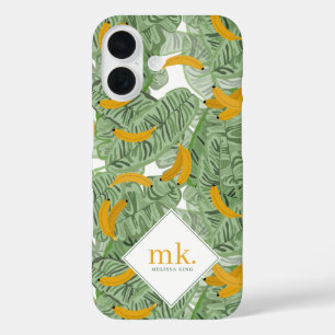 Funda iPhone 16 Monograma del patrón moderno de vegetación plástic
