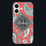 Funda iPhone 16 Monograma del Personalizado Coral Bohemian Paisley<br><div class="desc">Añade un toque de encanto a tu teléfono con este estuche para iPhone paisley pintado a mano. Con un intrincado y artístico patrón paisajístico, este funda aporta una vibrante y animada atmósfera a su estilo cotidiano. Personalízalo con sus iniciales de nombre o monograma para un aspecto único y personalizado. Disponible...</div>