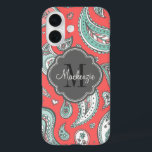 Funda iPhone 16 Monograma del Personalizado Coral Bohemian Paisley<br><div class="desc">Añade un toque de encanto a tu teléfono con este estuche para iPhone paisley pintado a mano. Con un intrincado y artístico patrón paisajístico, este funda aporta una vibrante y animada atmósfera a su estilo cotidiano. Personalízalo con sus iniciales de nombre o monograma para un aspecto único y personalizado. Disponible...</div>