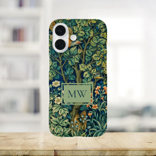 Funda iPhone 16 Monograma del Personalizado William Morris Pheasan