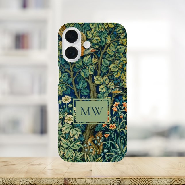 Funda iPhone 16 Monograma del Personalizado William Morris Pheasan (Subido por el creador)