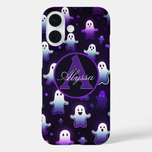 Funda iPhone 16 Monograma Fantasmas Brillantes en la Noche