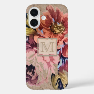 Funda iPhone 16 Monograma Floral Rústico Vintage