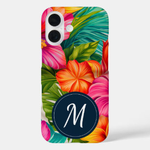 Funda iPhone 16 Monograma Floral Tropical Hibiscus