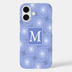 Funda iPhone 16 Monograma Funda-Mate iPhone estuche de círculos az