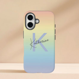 Funda iPhone 16 Monograma Gradiente Arcoíris Pastel