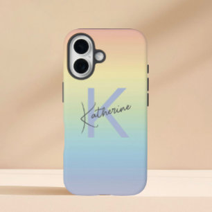 Funda iPhone 16 Monograma Gradiente Arcoíris Pastel
