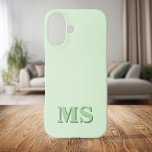 Funda iPhone 16 Monograma inicial verde Minimalista moderno<br><div class="desc">Crea tu propio estuche para iPhone personalizado con un nombre inicial personalizado en la tipografía minimalista moderna. Disponible en diversos colores y estilos.</div>