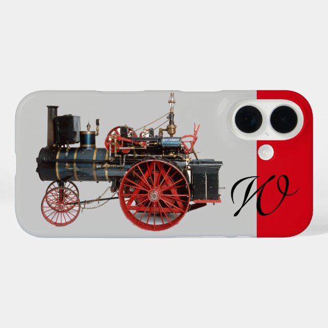 FUNDA iPhone 16 MONOGRAMA LOCOMOTIVO DE VINTAJE (Reverso (Horizontal))