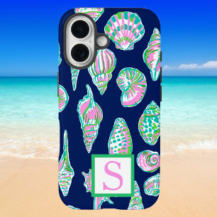 Funda iPhone 16 Monograma Marino Preppy Azul Marino