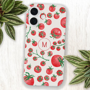 Funda iPhone 16 Monograma mediterráneo de acuarela de tomate inici