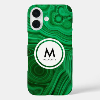 Funda iPhone 16 Monograma minero malaquita - Verde hermoso
