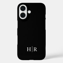 Funda iPhone 16 Monograma Minimalista Moderno Clásico Elegante Neg