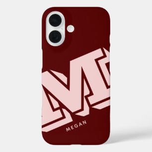 Funda iPhone 16 Monograma Minimalista Rosa Beige Burdeos Granate