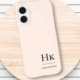 Funda iPhone 16 Monograma Moda simple moderna monogramada Rubor ro