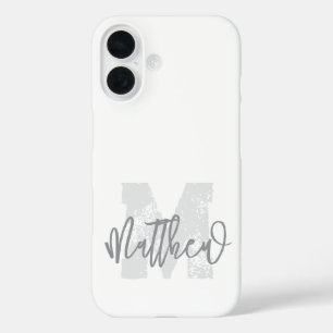 Funda iPhone 16 Monograma Moderno Guay Grunge Añadir su nombre