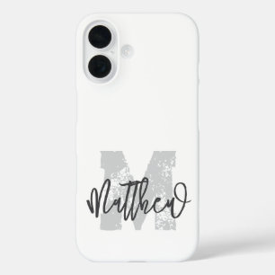 Funda iPhone 16 Monograma Moderno Guay Grunge Añadir su nombre