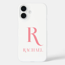 Funda iPhone 16 Monograma Moderno Minimalista Elegante Rosa