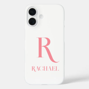 Funda iPhone 16 Monograma Moderno Minimalista Elegante Rosa
