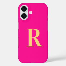 Funda iPhone 16 Monograma moderno rosa caliente