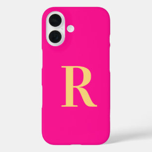 Funda iPhone 16 Monograma moderno rosa caliente