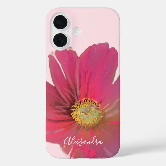 Funda iPhone 16 Monograma Nombre Floral Acuarela Flora silvestre P (Reverso )