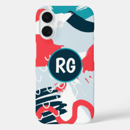 Funda iPhone 16 Monograma personalizado del patrón de graffiti abs