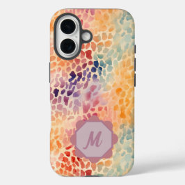 Funda iPhone 16 Monograma Personalizado Elegante Acuarela