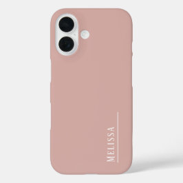 Funda iPhone 16 Monograma personalizado, rosa moderno