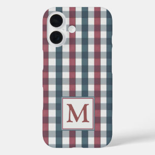 Funda iPhone 16 Monograma rojo, blanco y azul