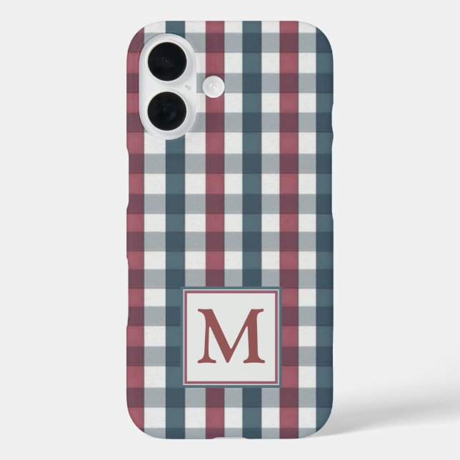 Funda iPhone 16 Monograma rojo, blanco y azul (Reverso )
